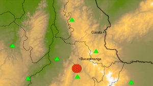 El movimiento telúrico tuvo una latitud de 6.84 grados norte, una longitud de 73.2 grados oeste y una profundidad de 147 kilómetros. Servicio Geológico Colombiano
