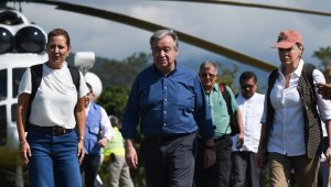 Guterres arrivó el sábado a Colombia para apoyar los esfuerzos de paz en el país. AFP