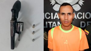 El revólver que portaba Dubán Sneider Pedraza quedó a disposición de la Fiscalía. Policía Nacional
