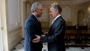 El presidente Juan Manuel Santos (derecha) recibió en la Casa de Nariño. Cortesía