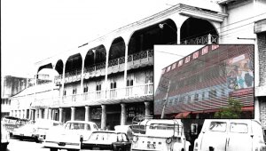 Los cucuteños y foráneos que hoy pasan por la avenida sexta, entre calles octava y novena,ven el centro comercial Alejandría. En la imagen de fondo, el entonces Teatro Guzmán Berti. La Opinión
