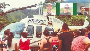 Al aterrizar, el helicóptero fue rodeado por habitantes del lugar, pero luego hombres armados sacaron a la tripulación y el dinero y quemaron la aeronave. Julio Díaz Guiza, Carlos Quiceno Ramírez y Maxwell Joya fueron secuestrados. Cortesía