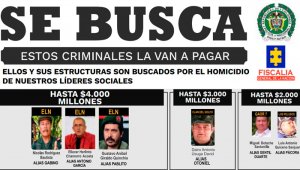 El presidente Iván Duque presentó el afiche con la cifra de la recompensa para personas que den información sobre los cabecillas del Eln, Los Pelusos, Clan del Golfo y Caparrapos. Colprensa