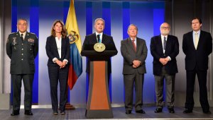 El presidente duque y la vicepresidenta Marta Lucía Ramírez, al anunciar la comisión independiente. Colprensa