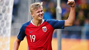 El jugador Erling Braut Haland se bañó en goles tras anotarle nueve a la selección de Honduras. Con la derrota, los hondureños quedaron por fuera de la Copa Mundial Sub 20. Tomada de Twitter