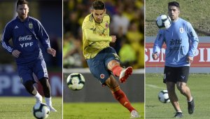 Messi, James y Suárez. AFP