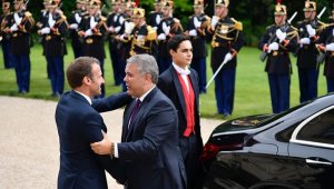 Reunión de los presidente de Colombia, Iván Duque y su homólogo de Francia, Emmanuel Macrom. Colprensa