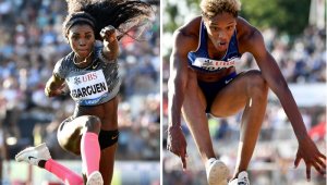 El pulso entre Ibargüen (izquierda) y Rojas (derecha) será uno de los más esperados del Mundial de Doha. AFP