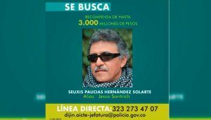 La recompensa por su captura es de 3.000 millones de pesos. Colprensa