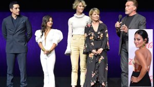 Gabriel Luna, Natalia Reyes, Mackenzie Davis, Linda Hamilton y Arnold Schwarzenegger, elenco de ‘Terminator’. Colprensa