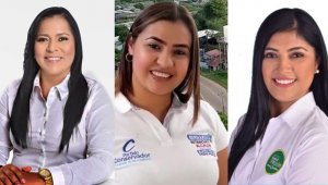 María Virginia Torres, alcaldesa electa de Puerto Santander, Corina Yasmín Durán, alcaldesa electa de Tibú, y Betsaida Montejo Pérez, alcaldesa electa de San Calixto. Cortesía