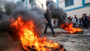 En Cisjordania y la franja de gaza se registraron ayer violentas manifestaciones de protesta contra el plan de paz para Medio Oriente presentado por el presidente estadounidense, Donald Trump. AFP