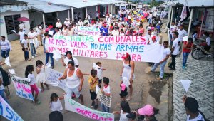 Los niños del Catatumbo también  se unieron al clamor colectivo para pedir por la paz de la región. En varias sedes educativas rurales aún no han podido retomar las clases . Cortesía Asomunicipios