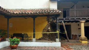 La universidad de pamplona se puso al frente de manera inmediata para reparar los daños de la casona histórica con los primeros aguaceros. Cortesía