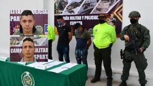 Hasta el asentamiento San Gerónimo de Cúcuta la Sijín capturó a estos dos hombres señalados de ser integrantes de Los Pelusos. Policía y Ejército