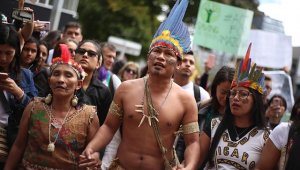 Foto del plantón por los incendios que se presentaban en la selva amazónica. Colprensa