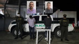 Los capturados son Elio Andrés Sierra González y Ricardo Giovanny Buitrago Gálvez. Policía Nacional