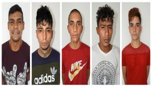 Banda criminal La Séptima. (De Izquierda a derecha) Derwin José García, Camilo Andrés Martínez, Yojan Esneider Ramírez, José Daniel Mojica, Daniel Alejandro Colmenares Policía