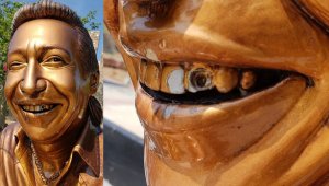 Roban falso diamante a estatua de Diomedes Díaz. Tomada de Twitter