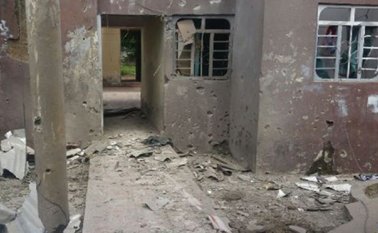 Así quedó la estación de Policía de Las Mercedes después del ataque con explosivos. Cortesía