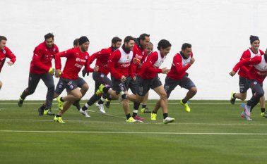 Selección de Chile en entrenamiento. AFP