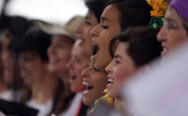 Se realizó la inauguración del Festival Mundial de Coros América Cantad 7, con mil coristas de diferentes países, en la Plaza Cultural La Santamarìa. Colprensa | Germán Enciso