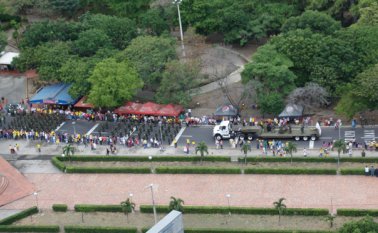 Así se ve desde el aire el tradicional desfile del Día de la Independencia. Archivo