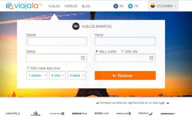 Así luce el portal de búsqueda Viajala.com Captura de PC