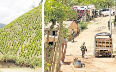 El Ejército y la Policía hacen presencia en el hogar de ‘Megateo’. Edinsson Figueroa