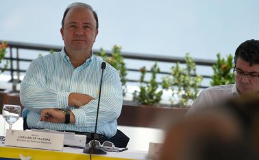 Luis Carlos Villegas durante el Consejo de Ministros que se adelantó en Bucaramanga dentro de la estrategia ‘Presidente en las Regiones’. Colprensa