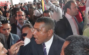Luis Carlos Morales, vocero de la protesta y presidente Asociación de Desplazados, Personas Vulnerable.  Colprensa