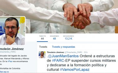 El jefe de las Farc comunicó su decisión a través de Twitter. Twitter