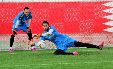 Camilo Vargas entrenando con David Ospina. Colprensa