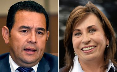 Jimmy Morales, del Frente Nacional de Convergencia ( FCN ) y Sandra Torres, de la Unión Nacional de la Esperanza (UNE). AFP