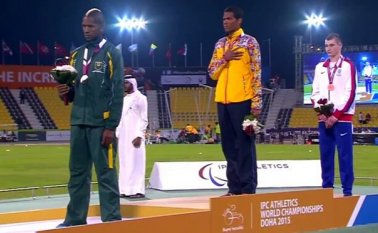 Dixon de Jesús Hooker Velásquez ganó oro en los 400 metros T38 en el mundial de esta modalidad en Doha, Qatar. Colprensa
