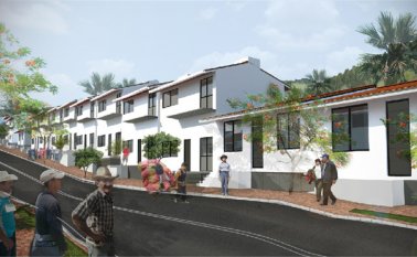 Ésta es la maqueta de la casas que serán edificadas por Monape SAS, JR Ltda y San Fernando del Rodeo SAS, constructoras agrupadas en la Unión Temporal Nuevo Gramalote. Cortesía
