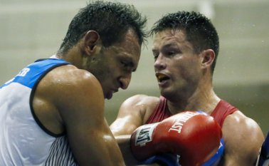 El boxeador nortesantandereano David Alfonso Escobar (izquierda) es una de las revelaciones que tuvo el boxeo rojinegro en los XX Juegos Nacionales 2015, que se cumplieron en Choco y Tolima. Colprensa