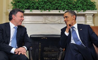 Juan Manuel Santos, presidente de Colombia, y Barack Obama, mandatario de Estados Unidos. Colprensa