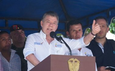 Juan Manuel Santos desde San Vicente de Chucurí. Colprensa