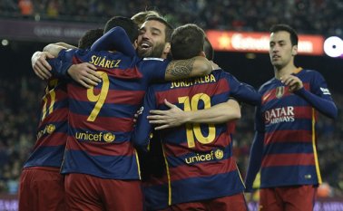 Barcelona celebrando su triunfo. AFP