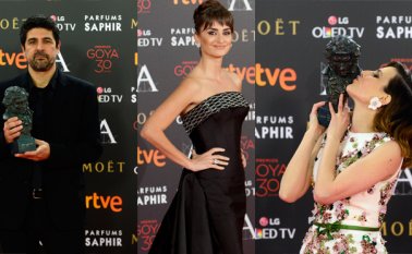 Cesc Gay se quedó con el premio a ‘Mejor director’; Penélope Cruz (centro) estuvo nominada a ‘Mejor actriz’, pero Natalia de Molina (derecha) ganó el Goya a ‘Mejor actriz’. AP