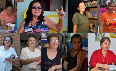 Crudelina Jurado, Luz Dina Carrero, Aurora Remolina, María Buendía, Maritza Angulo, Patricia Cardona, Rosa María Castro, Tilcia Delia Florez y Margarita Coronel.  Archivo