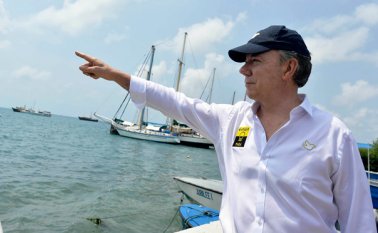 El presidente Santos visitó este viernes San Andrés luego de conocerse el fallo de la CIJ. Colprensa