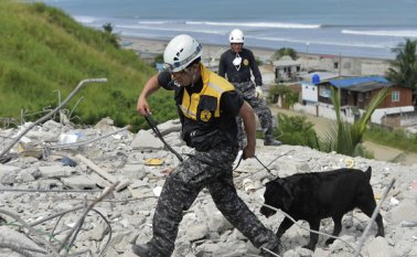 Equipos de rescate colombianos ya trabajan el Ecuador. AFP