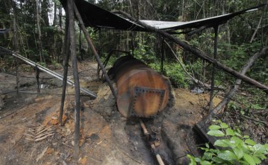 En las estructuras encontraron 6 piscinas, 12 marcianos (estructuras para extraer el ‘pategrillo’), 16 motobombas y 7 sopladoras. Cristian Herrera