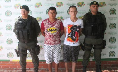 Naer Yesid Guerrero Remolina, de 24 años, y a Yarlen Darío Balaguera Páez, de 21, quedaron a disposición de la Fiscalía. Policía Nacional