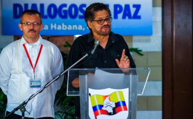 Iván Márquez, jefe de la delegación de paz de las Farc, no dio pistas sobre el tipo de consulta que estarían dispuestos a apoyar. AFP