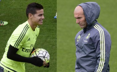 Zidane dijo que el colombiano se entrega y cada vez que juega da el máximo. AFP