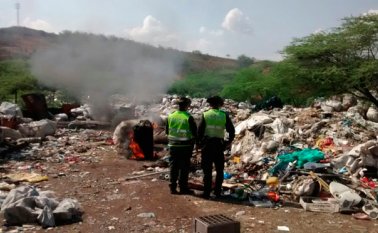 Los detenidos usaban una caneca metálica como horno de incineración. Policía Nacional