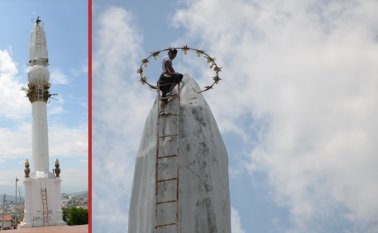 Desde que tiene uso de razón Hernández ha sido devoto de la Virgen, por lo que hacerle mantenimiento al monumento es su mayor ofrenda. Rodrigo Sandoval